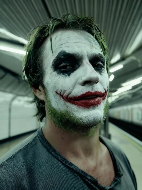 Портрет с образцом образа Джокера с небрежным макияжем - результат