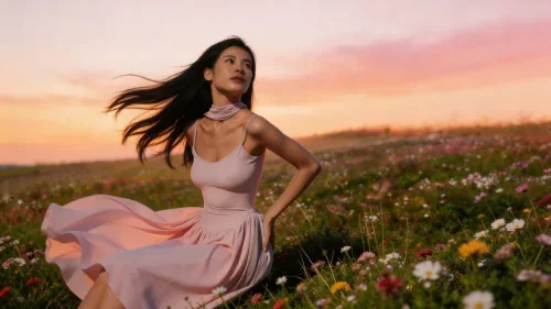 Портрет с развевающимися от ветра длинными волосами - результат